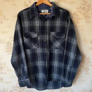 Vintage 90s Sears Roebuck Flannel | Wool Blend Plaid Shacket | Size XL